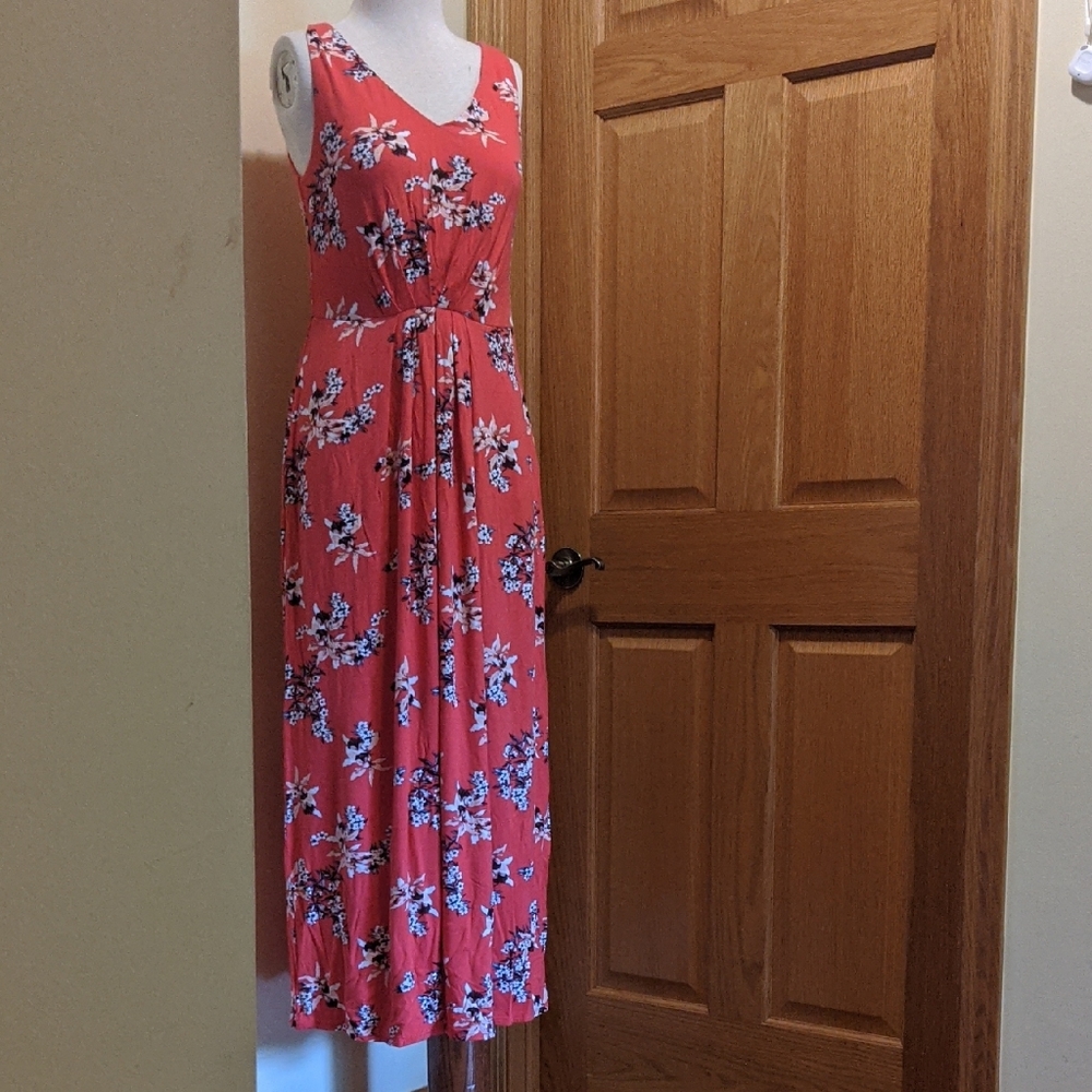 Nicole Miller Red Floral Maxi Dress